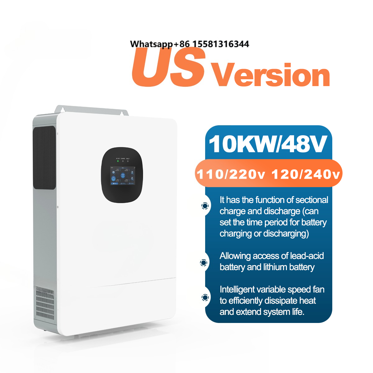 UNC 10KW 10KVA 110V/220V 51.2V - đánh giá và giá Split Phase Inverter 10Kw 110V 220V
